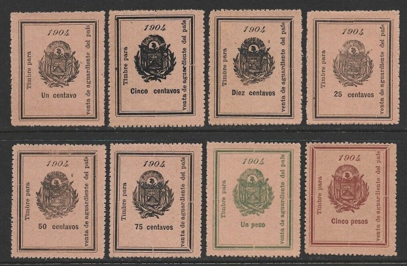 Salvador 1904 Brandy Revenues Compl Set Forbin #134-41. Ross #155-62. Rare Offer 