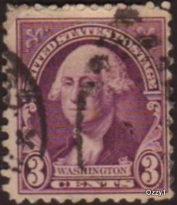 USA 1932 Sc#721 3c Violet George Washington USED.