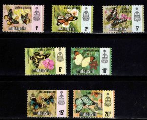 Malaysia Penang Scott 74-80 MH* Butterfly stamp set