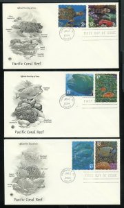 US 3831a-i Pacific Coral Reefs qty 5 UA PCS cachet FDCs