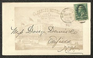 USA #207 STAMP NEW YORK EARLE'S HOTEL ADVERTISING COVER 1880