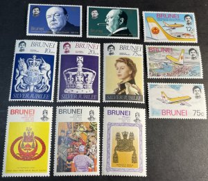 BRUNEI # 220-224,226-228 & 232-234--MINT NEVER/HINGED--4 COMPLETE SETS--1974-78