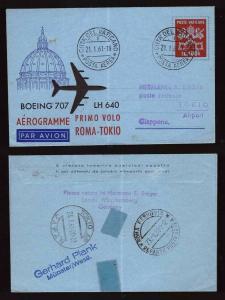 Vaticano, aerogramma primo volo Roma Tokyo del 1961        -BM36