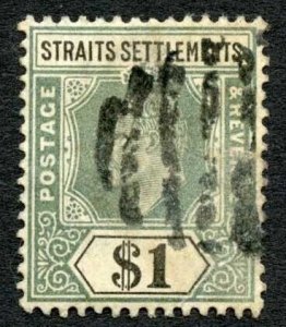 Straits Settlements SG119 KEVII One Dollar Wmk CA Cat 85 pounds