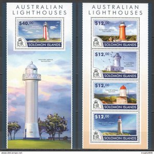 2015 Solomon Islands Australian Lighthouses #3187-91 1+1 ** Ls428