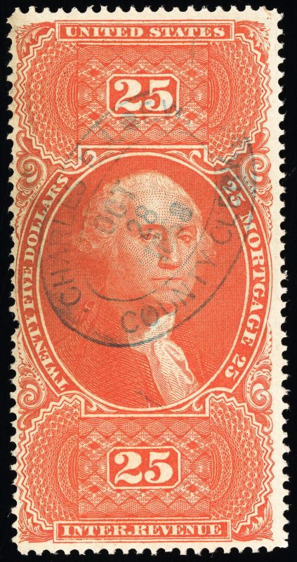 US Stamps # R100c Revenue Used VF Fresh 1 Short Perf Scott Value $250.00