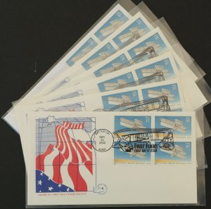 U.S. Used #3783a 37c Wright Bros Blocks 6 American FDC Society First Day Covers