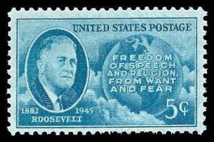 PCBstamps   US # 933 5c FDR & Globe, MNH, (22)