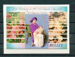 BELIZE 85TH BIRTHDAY OF THE QUEEN MOTHER IMPERF SOUVENIR SHEET MINT NH