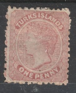 TURKS ISLANDS 1867 QV 1D NO WMK