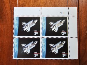 U.S. Scott #2544 Space Shuttle $3.00 MNH Plateblock of 4