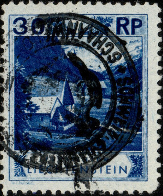 LIECHTENSTEIN - 1930 - SWISS CUSTOMS IN SCHAANWALD handstamp on Mi.99 (ref.891n)