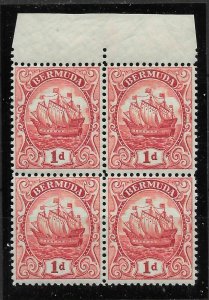 BERMUDA SG79a 1934 1d CARMINE-LAKE TYPE III MNH BLK 4