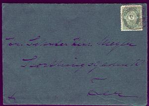 NORWAY 1896, 5ore, perf 13½ x 12½, (Scott #50) on cover