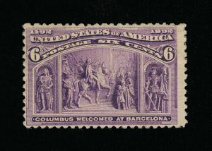 AFFORDABLE SCOTT #235 F-VF MINT OG H PURPLE 6¢ COLUMBIAN EXPO ISSUE #16160