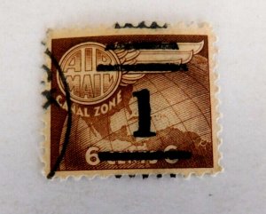 Canal Zone #C22 Airmail Oddity, Used/VF, Made to look as if re-values, 1951 EFO 