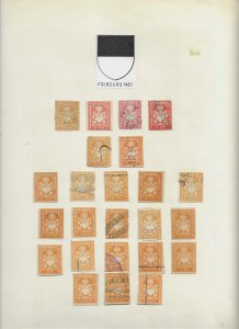 SWITZERLAND CANTON FRIBOURG MID 1800'S REVS  24 PCS  S58 USED NEARLY ALL...