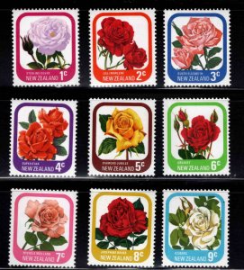 New Zealand Scott 584-592 MNH** Rose Flower set 1975