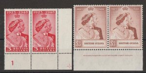 BRITISH GUIANA 1948 KGVI Silver Wedding set plate & imprint pairs. MNH **.