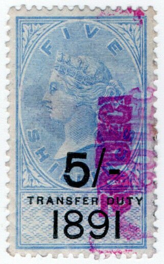 (I.B) QV Revenue : Transfer Duty 5/- (1891)