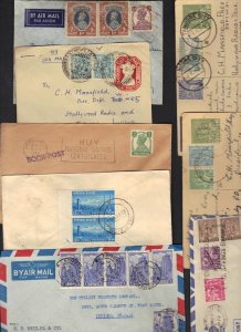 INDIA 1930-50's COLL OF 12 COVERS INC 3 CARDS ALL TO US NEAT FRANKING