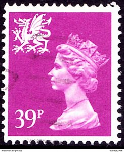 GREAT BRITAIN Wales 1991 QEII 39p Bright Mauve Machin SGW69 FU