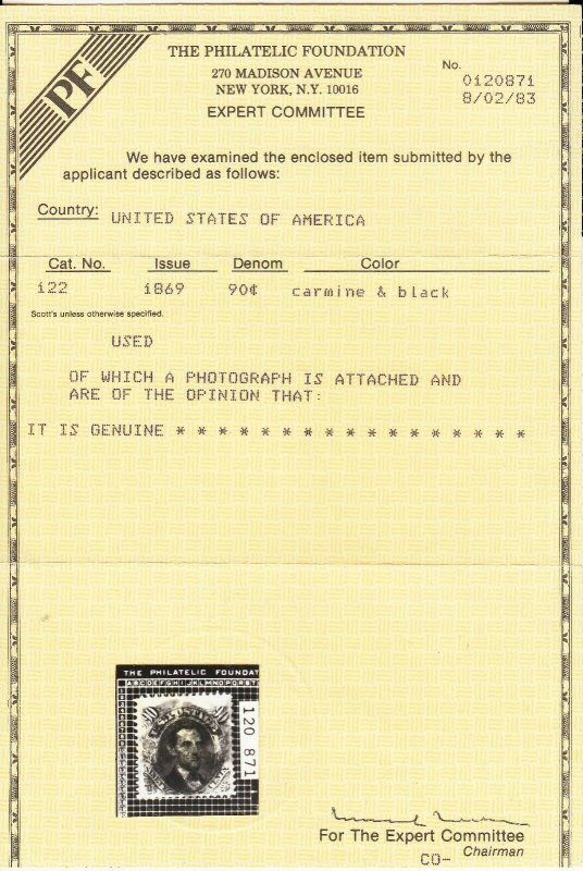 U.S. 122 Used VF 1983 PFC (21221) 