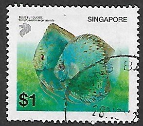 Singapore # 1018 - Blue Turquoise - used.....{KlBl27}