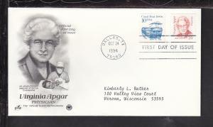 US Virginia Apgar 1994 PCS Typed FDC BIN