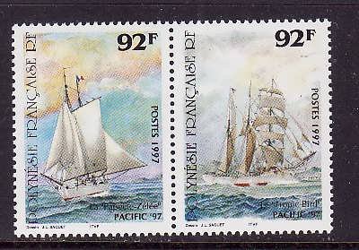 French Polynesia-Sc#706a-Unused NH  set-Sailing Ships-Carrying Mail-1997-