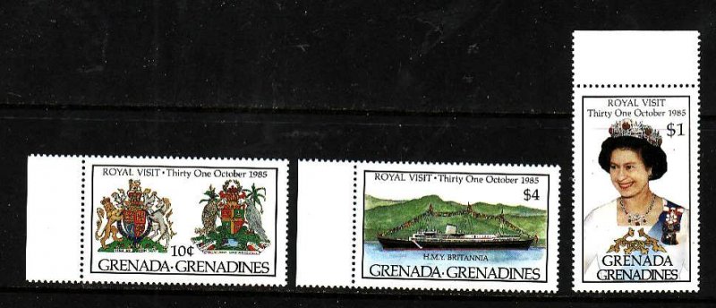 Grenada Grenadines-Sc#704-6-unused NH set-QEII-Royal Visit-1985-