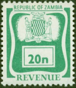 Zambia 1968 20n Green Revenue Stamp V.F MNH