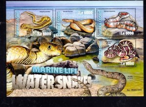 SIERRA LEONE #3682 2016 WATER SNAKES MINT VF NH O.G M/S4