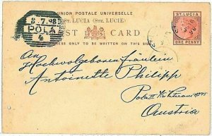 10784 -  ST LUCIA  - Postal History - STATIONERY CARD to POLA Austria 1898