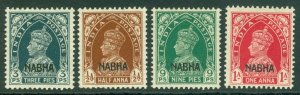 SG 95-98 Indian states Nabha 1941-45. 3p to 1a set of 4. Fine mounted mint...