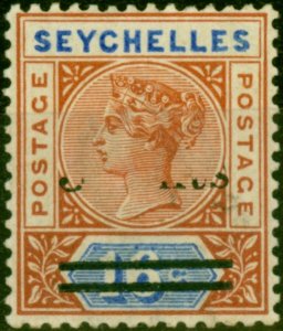 Seychelles 1901 3c on 16c Chestnut & Ultramarine SG38c '3 Cents Omitted' Good...