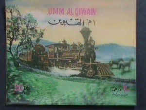 UMM AL QIWAIN - WORLD FAMOUS TRAIN 3D MINT HING STAMP- VERY FINE