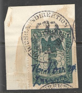 Germany/Prussia 1928 - Used on piece G  Fiscal/Revenue w/Official Cxl