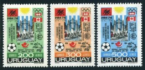 Uruguay C395-C398,MNH.Michel 1313-1315,Bl.21. UPU-100,Soccer-1974,Olympics-1976.