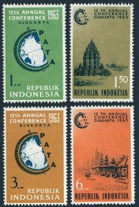 Indonesia 581-584,MNH.Michel 384-387. Pacific Travel Association,1963.Temple,