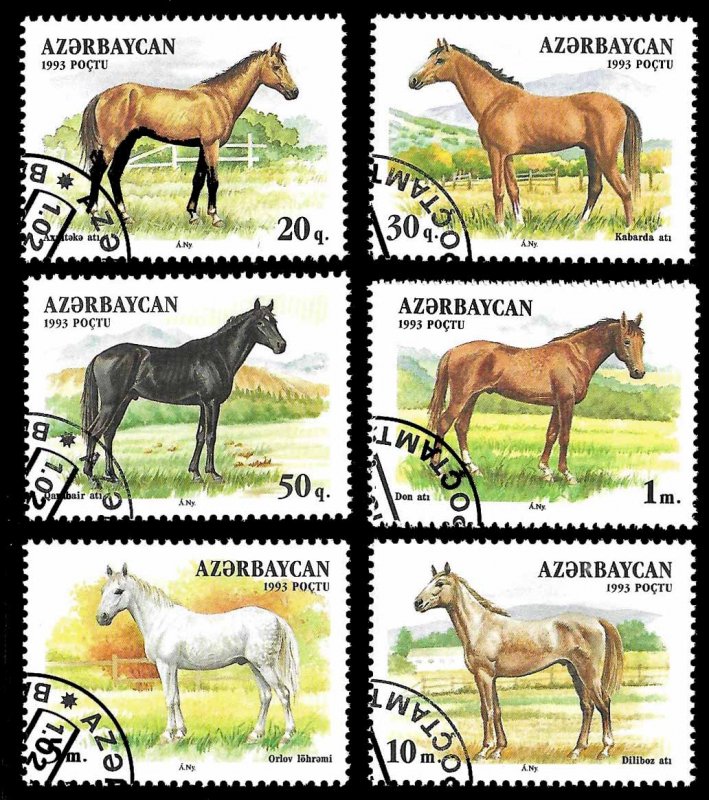 Azerbaijan SC 356-362 * Horses * CTO * 1993