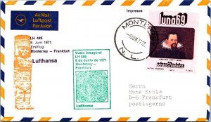 SCHALLSTAMPS GERMANY  MEXICO 1971 LUFTHANSA FIRST FLIGHT CACHET AIRMAIL COVER