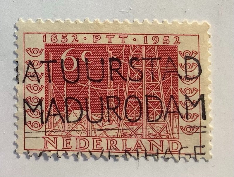 Netherlands 1952 Scott 333 used - 6c,  100 Years of Stamps and State Telegraph