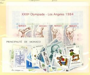 Monaco Scott 1406-1456,1425a Mint NH (1984 Year Set)- Catalog Value $109.45