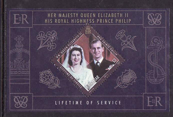 Gibraltar-Sc#1273-unused NH sheet-QEII-Prince Philip-Lifetime of Service-2011-