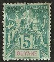 French Guiana 35, mint, no gum.  1892.  (F459)