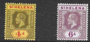 ST.HELENA SG83/4 1912 PAIR OF DEFINITIVES MTD MINT (r)