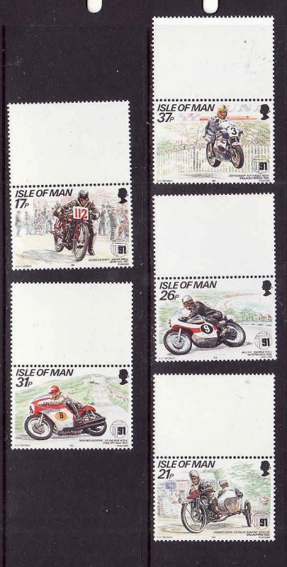 Isle of Man-Sc#472-6-unused NH set-Motorcycles-1991-