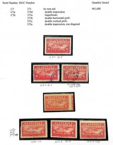 GUATEMALA SCOTT C7 + IMPERF VARIETIES UNUSED & USED STAMP GROUPING (x7) (1930)