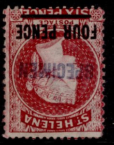ST. HELENA QV SG24ys, 4d carmine, UNUSED. HANDSTAMPED SPECIMEN. WMK INV + REV